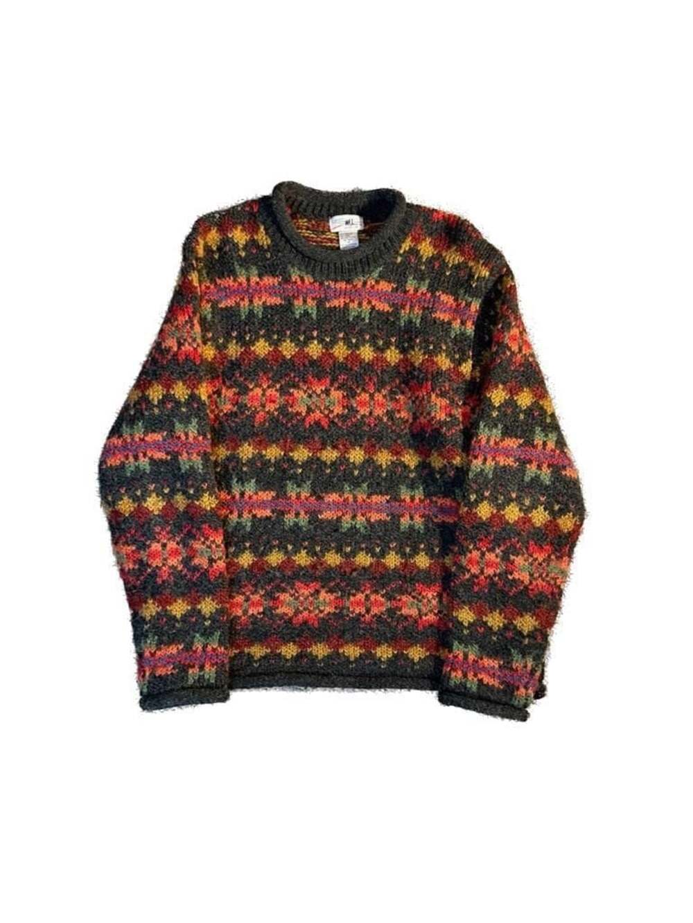SML Sport Ltd Vintage Fair Isle Pattern Crewneck Sweater Size M